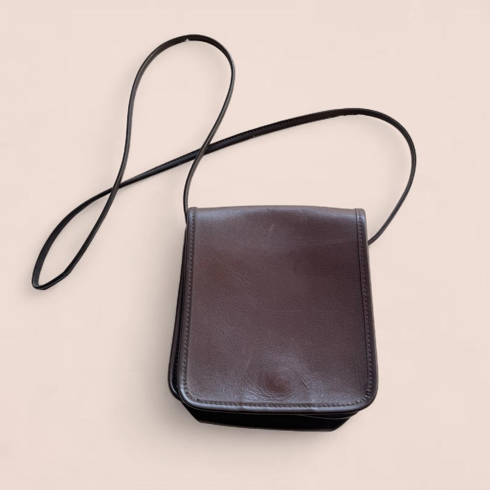 Valerie Stevens Brown Leather Crossbody Bag Vintage Minimalist Purse
